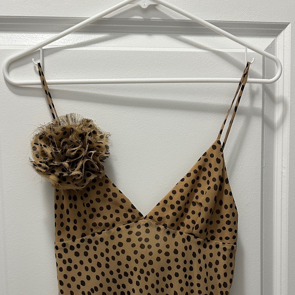 Zara Tan Maxi Dress with Black Dots (Fits like a Small size) - Picture 10 of 12
